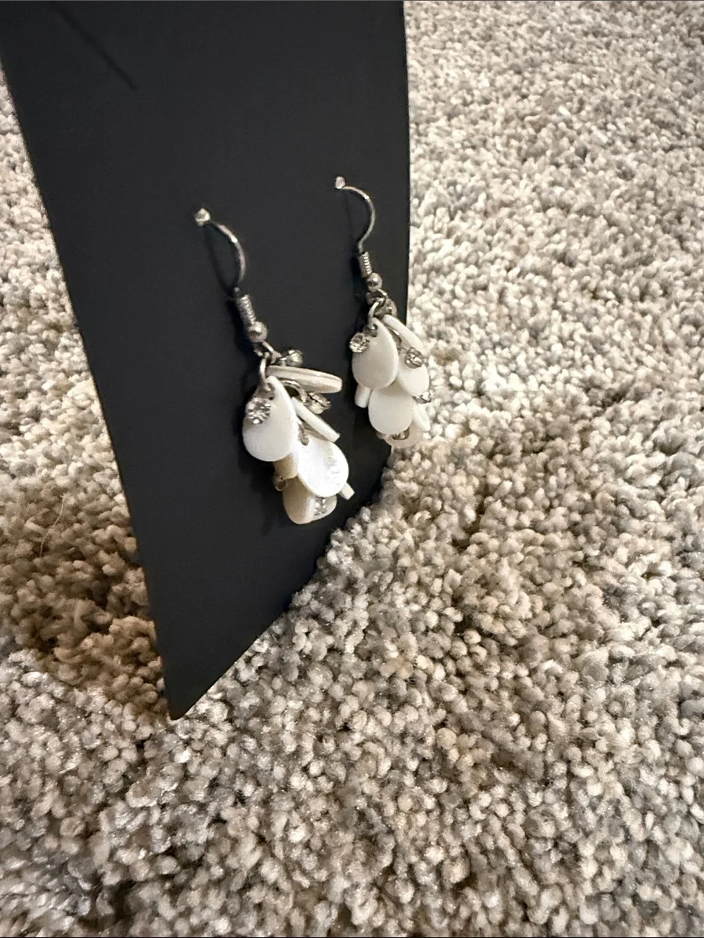 White Cluster Drop Dangle Earrings Women Jewelry
